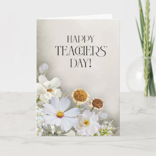 Carte de la Fête des Enseignants Florale Blanche M