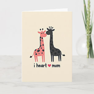 Carte de la fête des mères amour de girafe