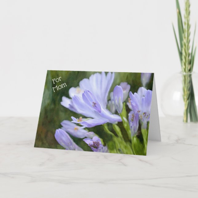 Carte de la fête des mères avec des fleurs violett (Devant)