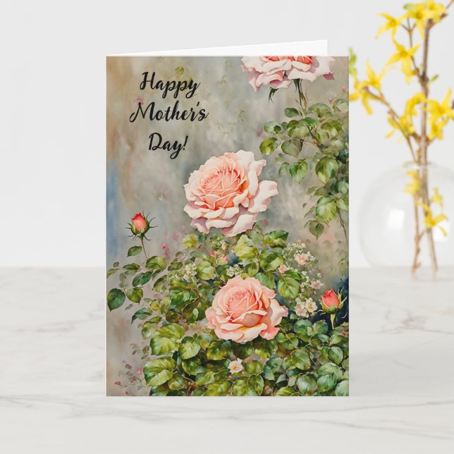 Carte de la Fête des Mères avec des roses orange p (Fleur jaune)