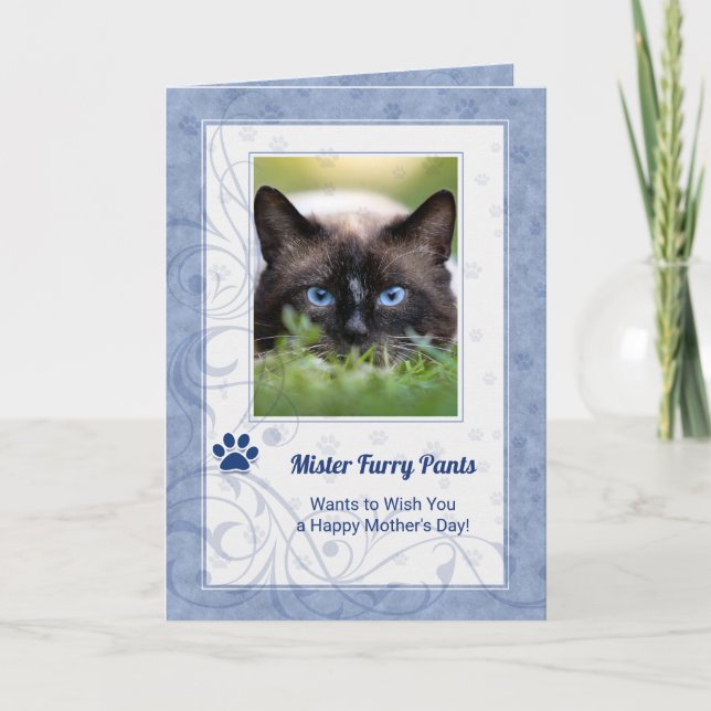 Carte de la fête des mères de chat à Periwinkle Photo en (Devant)