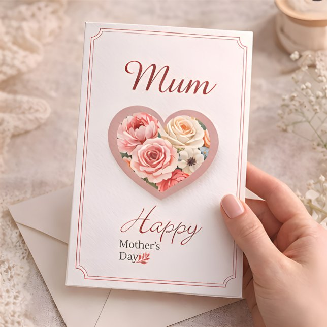 Carte de la fête des mères « Maman » Cœur floral é (Créateur téléchargé)