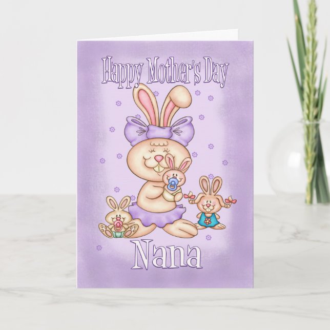 Carte de la Fête des Mères Nana - Joli lapin avec  (Devant)