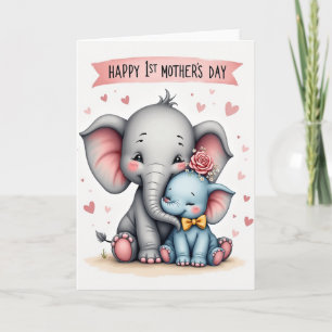 Carte de la fête des mères Pachyderme aimant