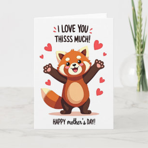 Carte de la Fête des Mères Panda Roux