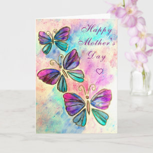 Carte de la fête des mères Papillons rose violet