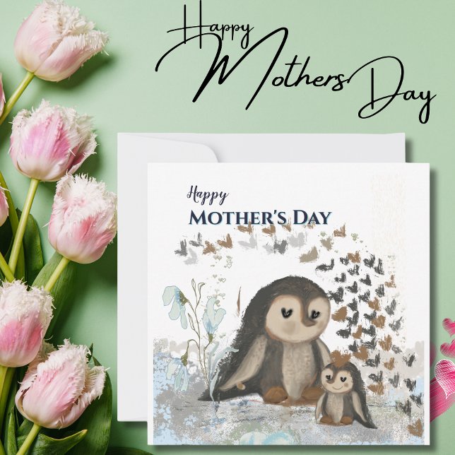 Carte de la Fête des Mères Pingouin (Happy Mother's Day Penguin Card)