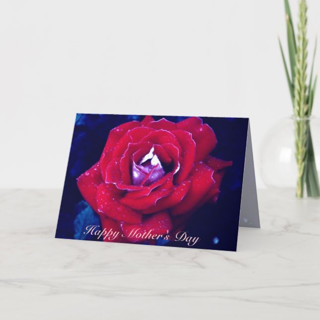 Carte de la Fête des Mères Rose Rouge (Devant)