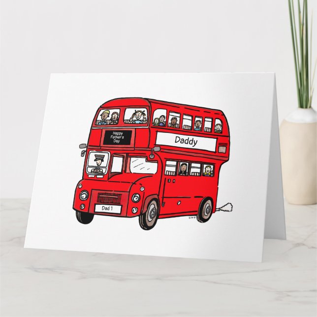 Carte de la fête des pères Bus rouge à impériale d (Devant)
