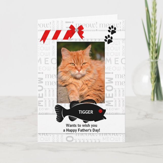 Carte de la Fête des pères d'amusement de chat Red Pet C (Devant)