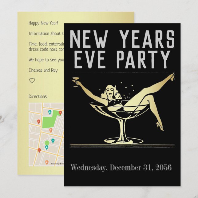 Carte de la fête du Nouvel An Enceinte / Invitatio (Devant / Derrière)