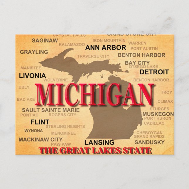 Carte de la fierté d'état du Michigan Silhouette (Devant)