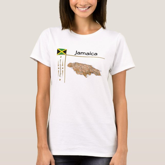 Carte de la Jamaïque + Drapeau + Titre T-shirt (Devant)