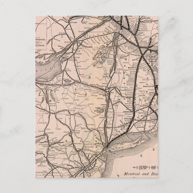 Carte de la ligne aérienne Montréal et Boston (Devant)