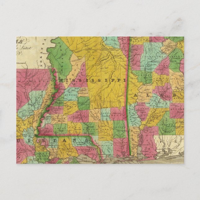 Carte de la Louisiane, du Mississippi et de l'Alab (Devant)