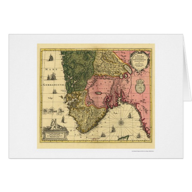 Carte de la Norvège avant janvier Jansson 1650 (Devant horizontal)