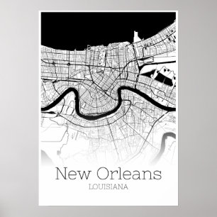 Carte de la Nouvelle-Orléans - Louisiane - affiche