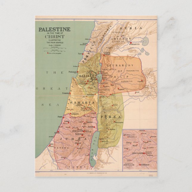 Carte de la Palestine au temps du Christ (à 70 A.D (Devant)