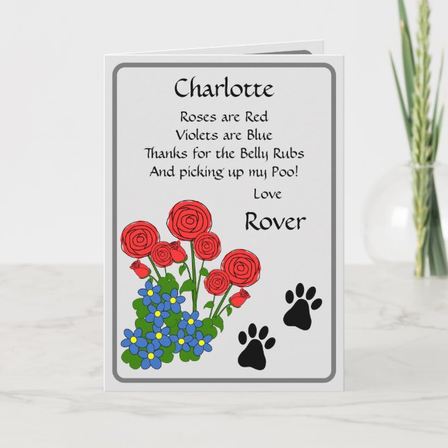 Carte De la part du chien pour la Saint-Valentin ou l'an (Devant)