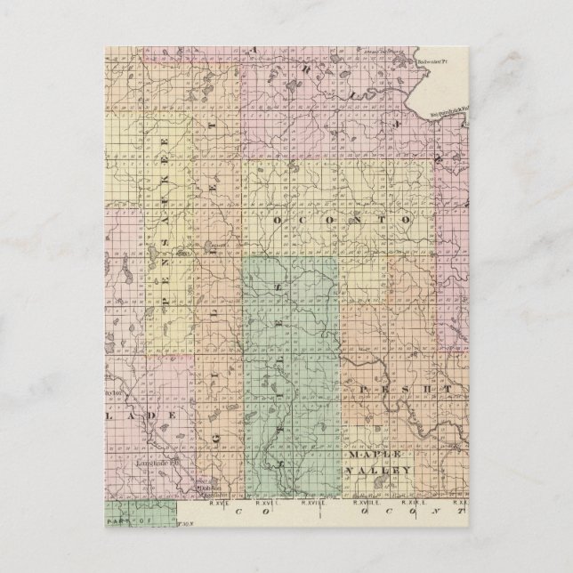 Carte de la partie nord du comté d'Oconto (Devant)
