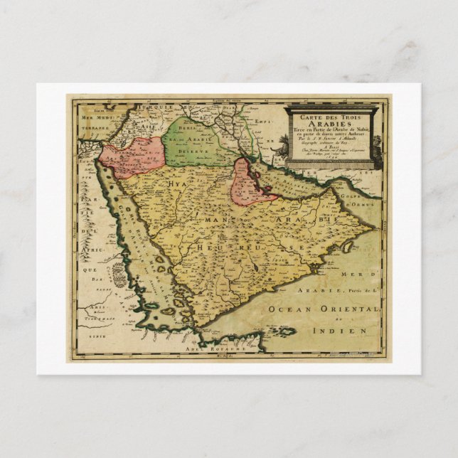 Carte de la péninsule arabe du Moyen-Orient (Devant)