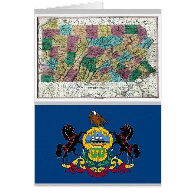 Carte de la Pennsylvanie et drapeau d'état (Devant)