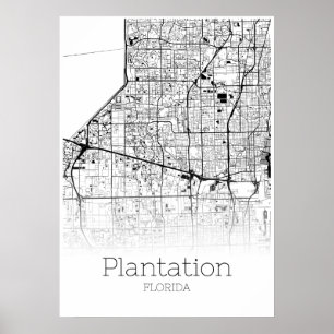 Carte de la Plantation - Floride - City Map Poster