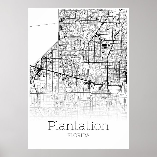 Carte de la Plantation - Floride - City Map Poster (Devant)