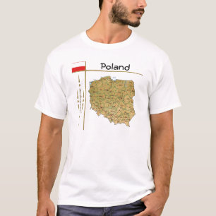 Carte de la Pologne + Drapeau + Titre T-shirt