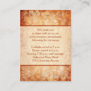 Carte de la réception florale orange et ivoire