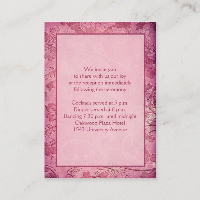 Carte de la réception Paisley Floral Rose (Devant)