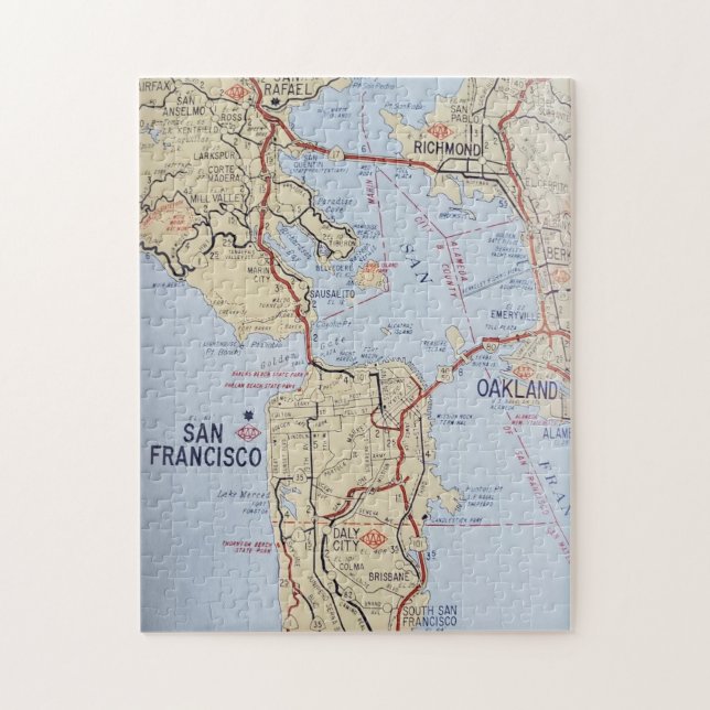 Carte de la région de San Francisco Puzzle (Vertical)