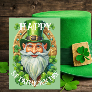 Carte de la Saint-Patrick avec lutin gnome chanceu
