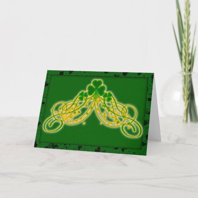 Carte de la Saint Patrick avec shamrock en blanc (Devant)