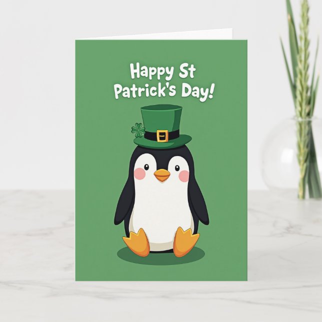 Carte de la Saint-Patrick pour pingouin (Devant)