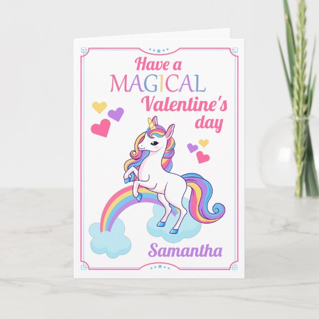 Carte de la Saint-Valentin à la Unicorne Magique (Devant)