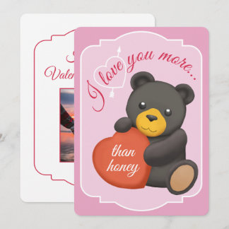 Carte de la Saint-Valentin à plat mignonne Ourse N