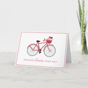 Carte de la Saint Valentin à vélo avec coeur