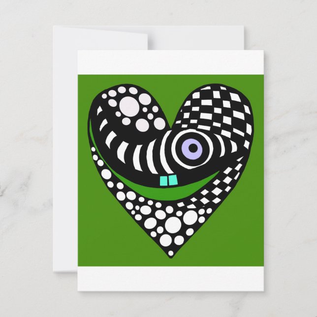 Carte de la Saint-Valentin amour cœur vert funky a (Devant)