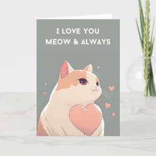 Carte de la Saint-Valentin au chat mignonne   Meow