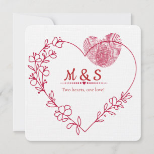 Carte de la Saint-Valentin au cœur empreinte digit