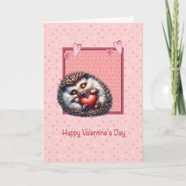 Carte de la Saint-Valentin au hérisson ou porc-épi (Devant)