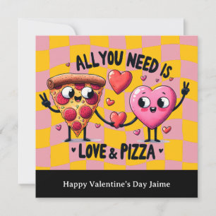 Carte de la Saint-Valentin avec amour pour la pizz