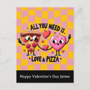 Carte de la Saint-Valentin avec amour pour la pizz
