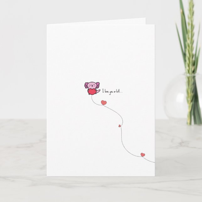 Carte de la Saint-Valentin avec Axolotl Kawaii rig (Devant)