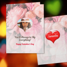 Carte de la Saint-Valentin avec cœur de roses rose