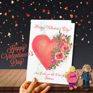 Carte de la Saint-Valentin avec cœur rose rouge et