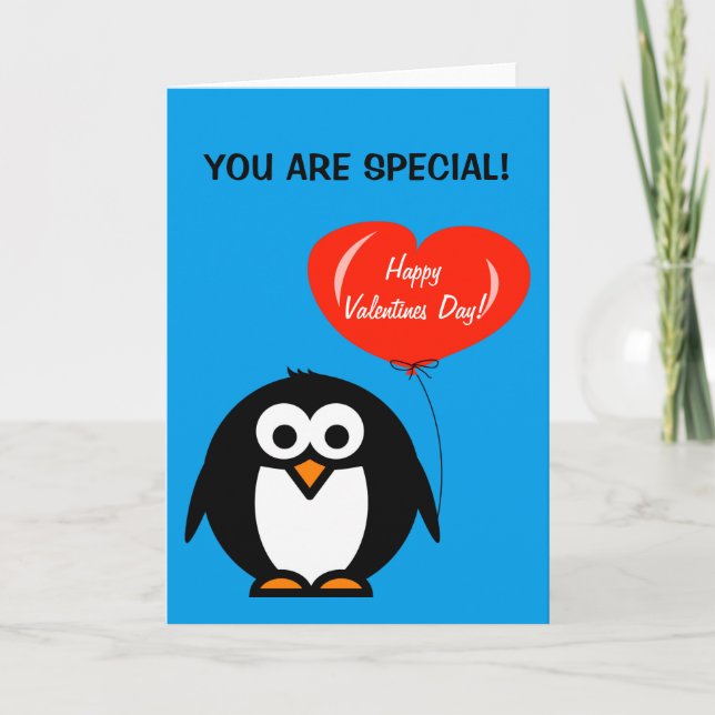 Carte de la Saint Valentin avec pingouin et coeur (Devant)