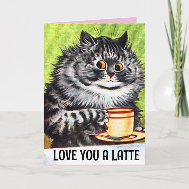 CARTE DE LA SAINT-VALENTIN CAFE CHAT ART AMOUR GRA (Devant)