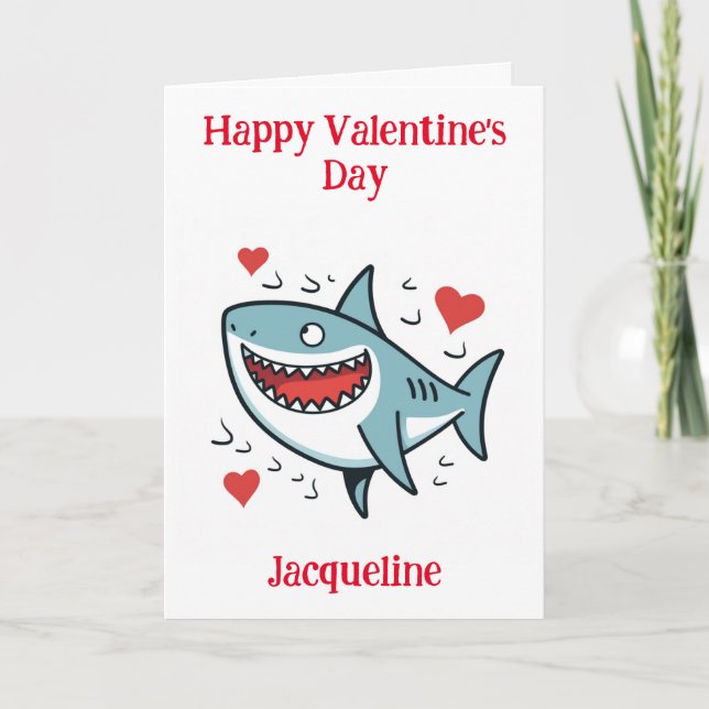 Carte de la Saint-Valentin Caricature de Requin Pe (Devant)